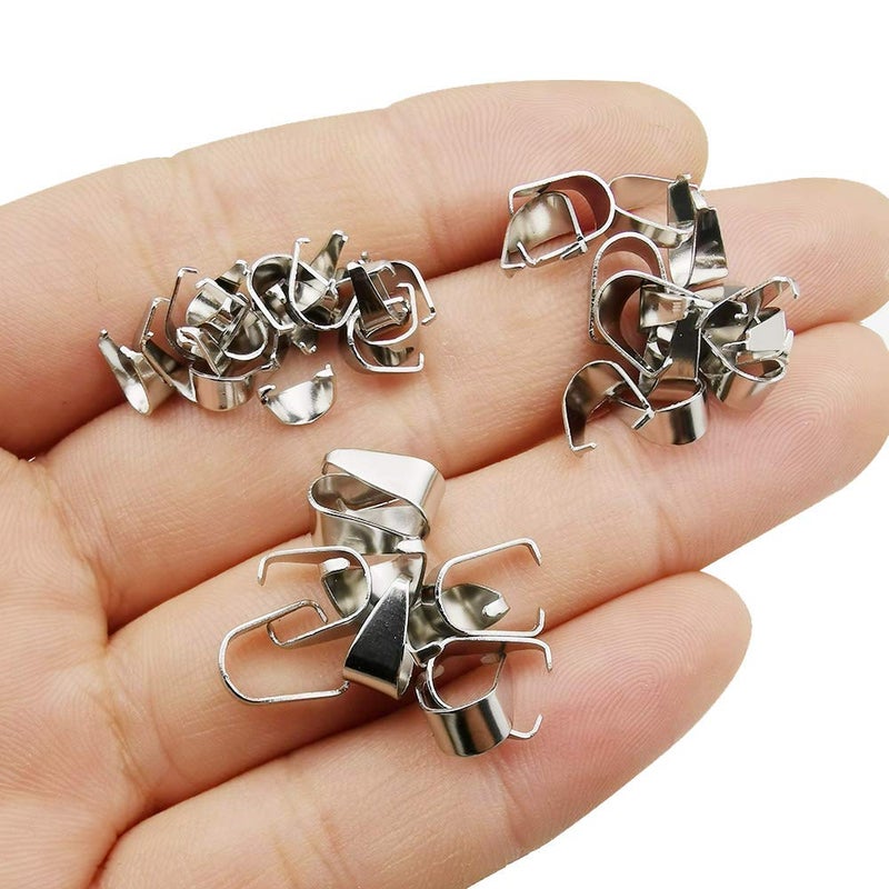 WOCRAFT 300pcs Mixed Stainless Steel Pinch Clip Clasp Bail Finish Necklace Clasps Pendant Clasps Claw Bail Pendant Clasps Pinch Clip Clasp Bail for Necklace Dangle Charm Pendant Connector (M397) - Image 2